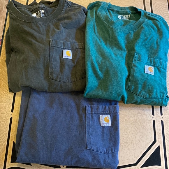 Carhartt Other - Carhartt bundle 3 loose fit mens t shirts size large blue green & grayish black